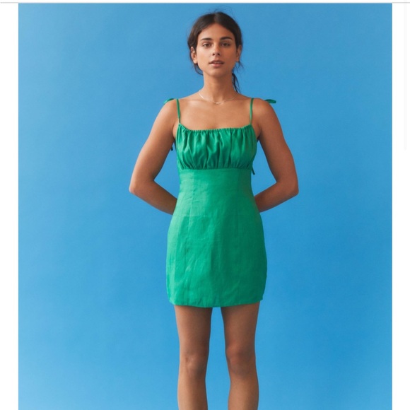 UO linen green mini dress - Picture 1 of 5